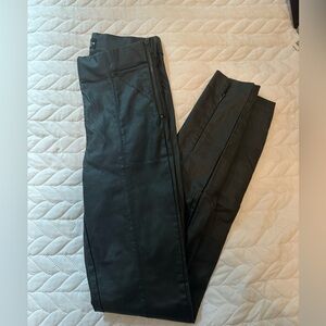 Zara faux matte leather leggings with seam and ankle zipper detail